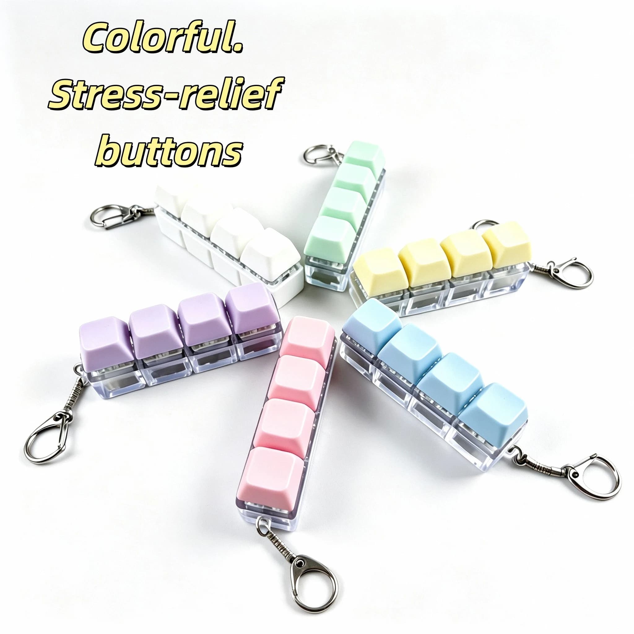 Portachiavi Fidget Colorato Pastello con Interruttori Meccanici, Mini Giocattolo Clicker a Forma di Tastiera per Adulti e Bambini