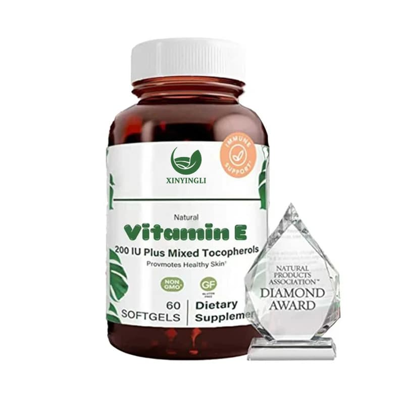 Vitamina E 200 UI integratore per pelle, capelli e unghie, favorisce il sistema immunitario, senza glutine, 60 capsule softgel