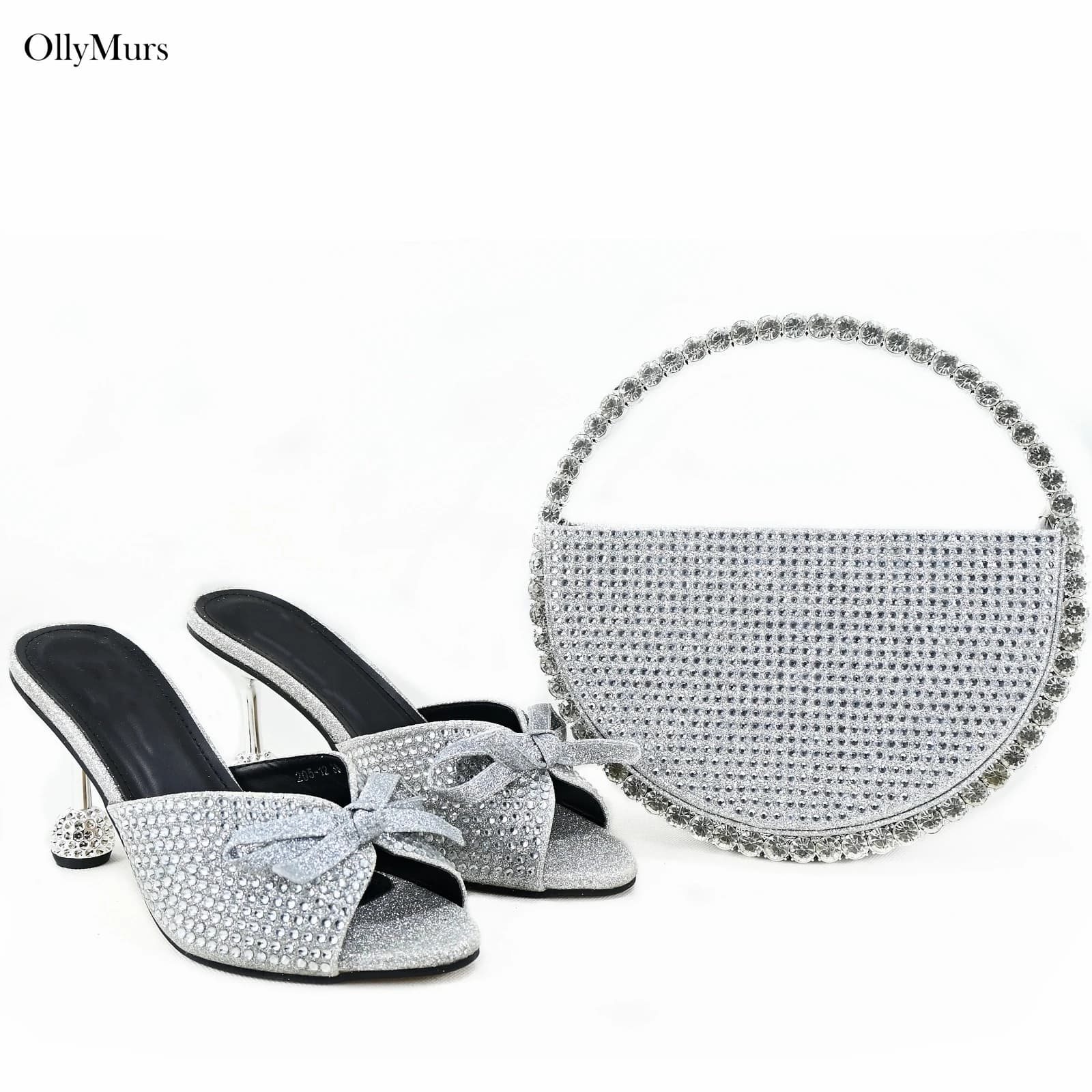 Sandali eleganti di ultima tendenza, scarpe da donna e borsa abbinate, set di scarpe con tacco a spillo e borsa africana estiva per feste