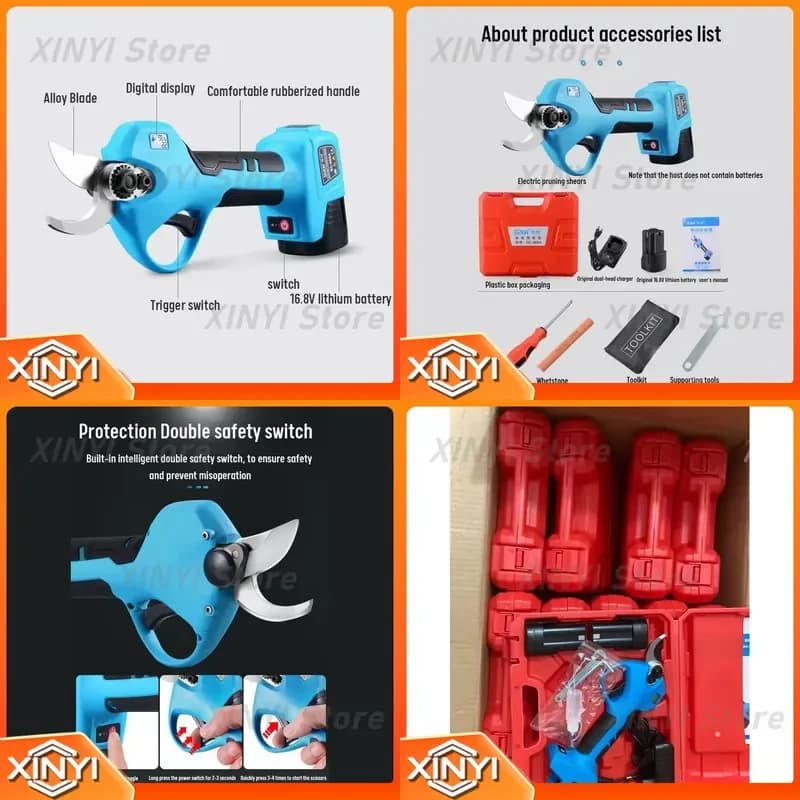for 2-Battery LCD Electric Cordless Pruning Shears 28mm Secateur Branch Cutter Tool