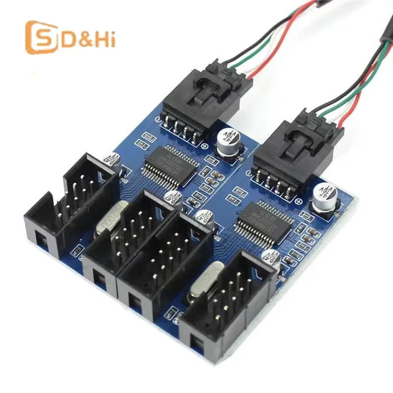 Cavo di Prolunga USB da 1 a 4 Porte, Adattatore Splitter USB a 9 Pin per Scheda Madre, Connettore Femmina USB, Hub USB a 9 Pin