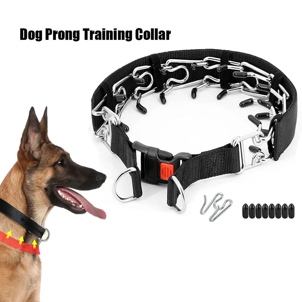 1Pcs Detachable Dog Training Collar with Stimulating Chain, Velcro Nylon Strap for Pet Behavior Correction A006