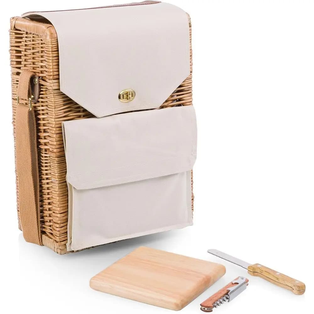 Set di Lusso per Picnic Isolato per 2 Persone, Completo di Tagliere, Coltello per Formaggio e Cavatappi, Ideale per Coppie o Occasioni Speciali
