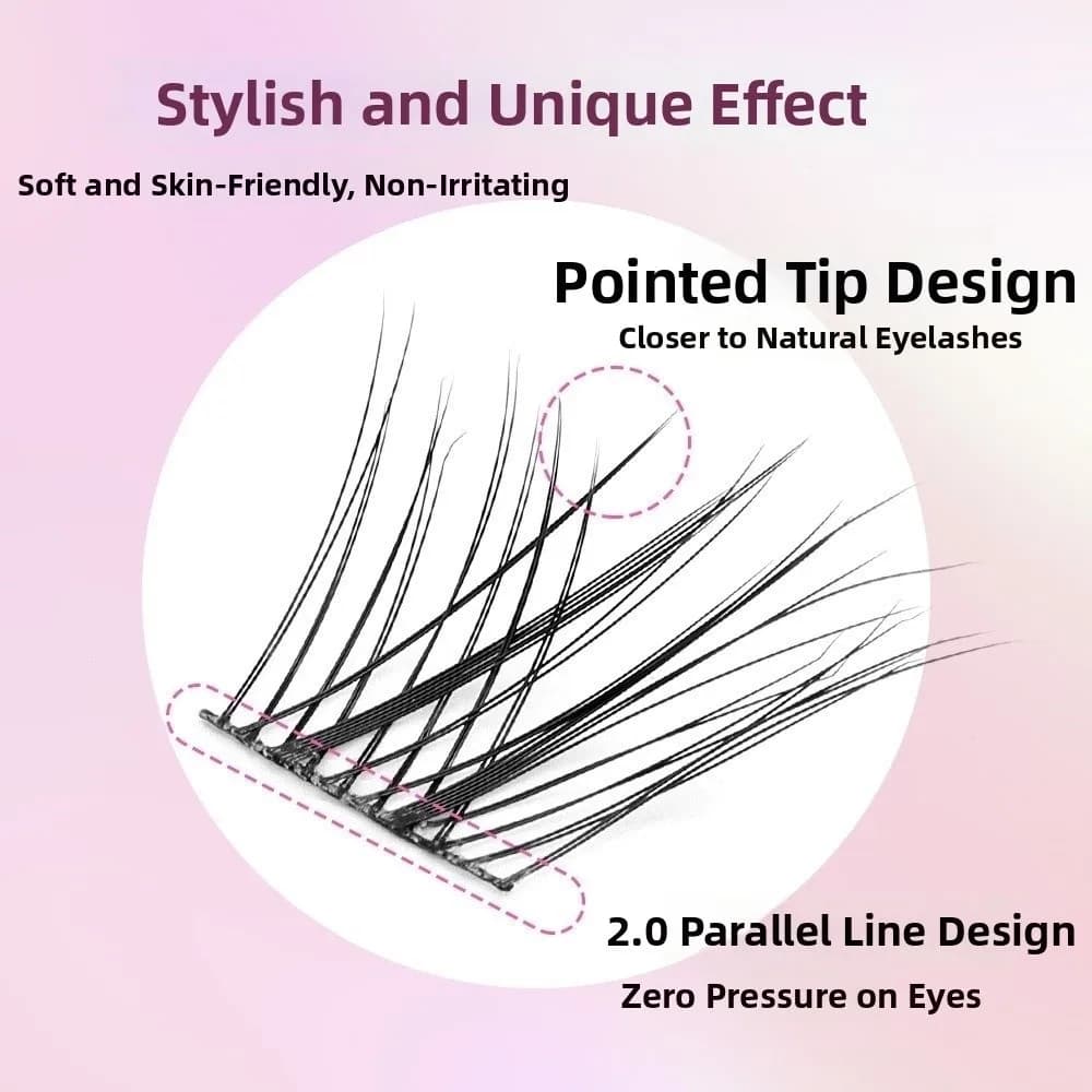 80 Ciuffetti di Ciglia Finte Nere Autoadesive 7-14MM, Extension Ciglia Delicate Fai-da-Te, Facili da Applicare, Trucco Occhi