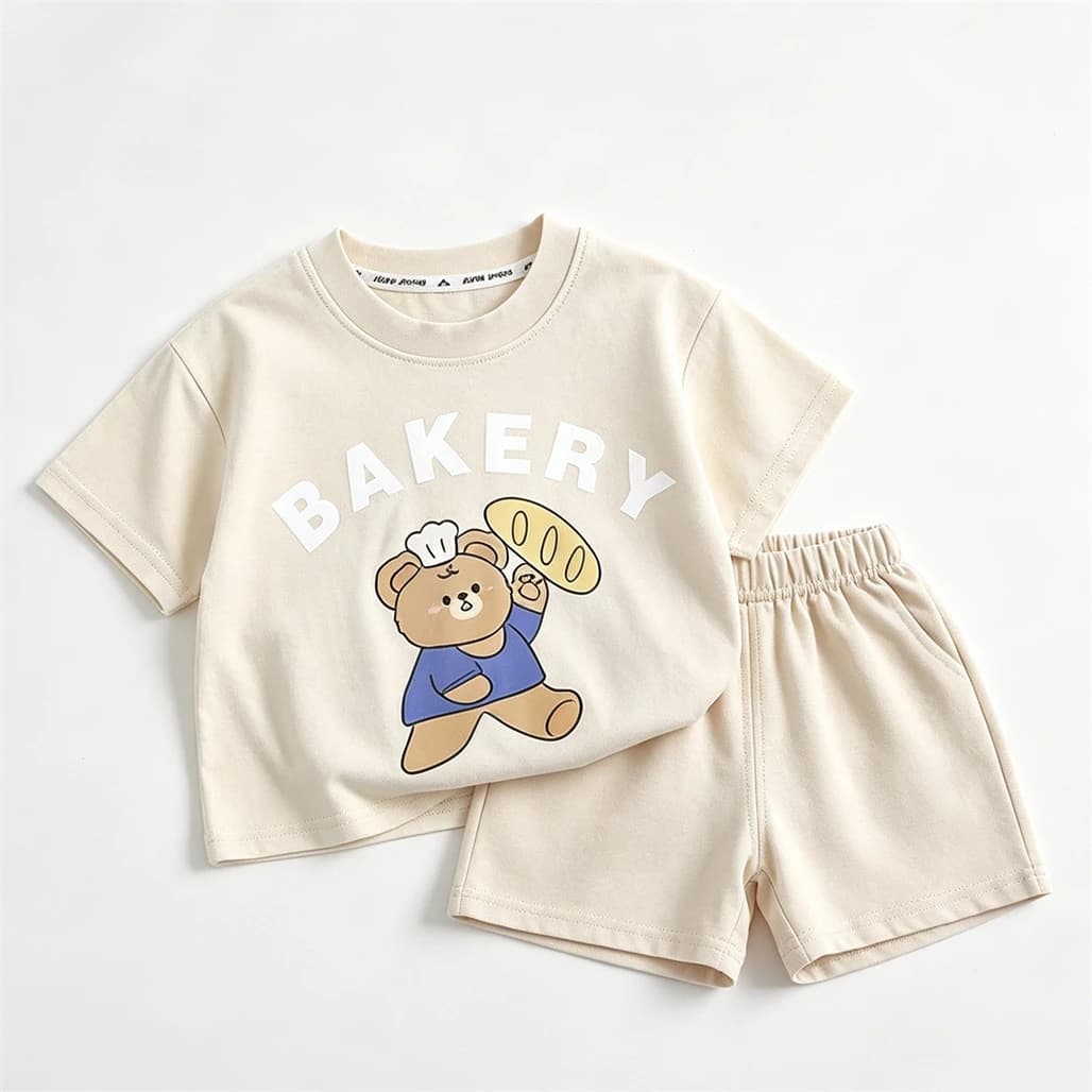 Casual Sports Clothes Short-sleeved Outfits Round Neck TShirt+Shorts 2Piece Set Summer Clothing Baby Cartoon Tees Shorts Suit