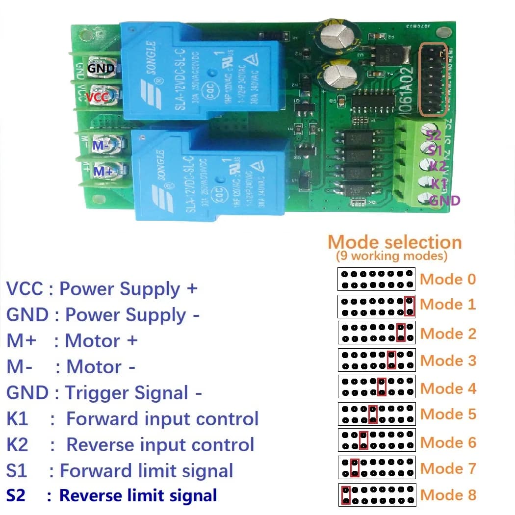 30A DC 12V 24V Relay Module Multifunction Forward Reverse Start Stop Pusher Motor Controller For Curtain Automatic Door