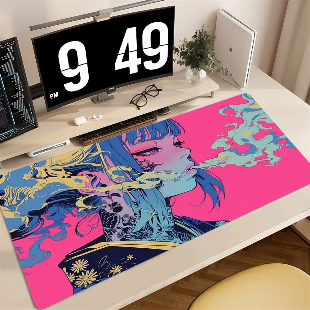 Tappetino da scrivania Gamer Girl Carpet Mouse Pad 100x50 Playmat Red Girl Tappetino per computer Anime Tappetini per mouse in gomma antiscivolo Accessori per scrivania