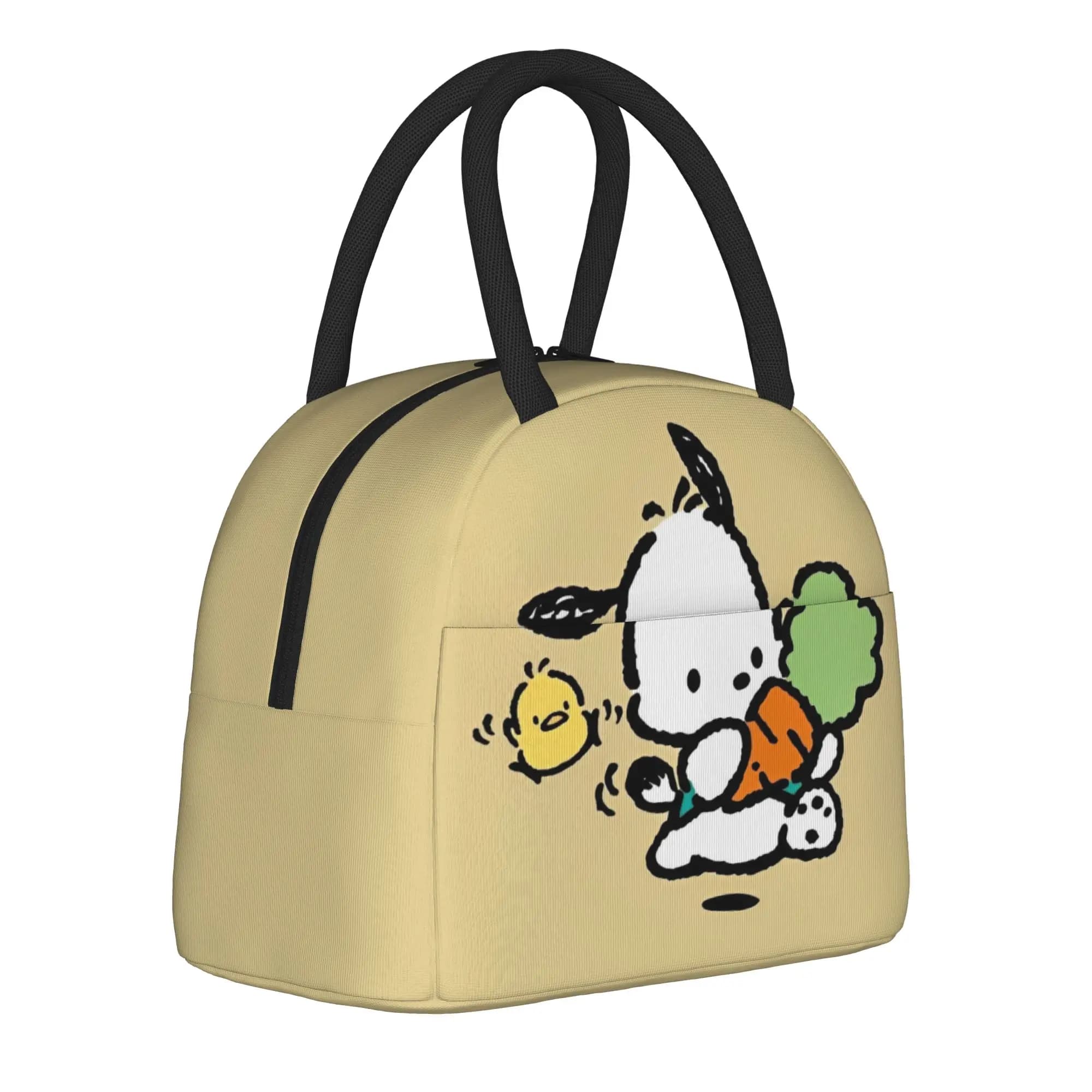 Borse termiche per il pranzo Pochacco Running with Carrots, borsa termica portatile riutilizzabile, borsa per il pranzo, borsa da viaggio, per ufficio, viaggi, uomini e donne