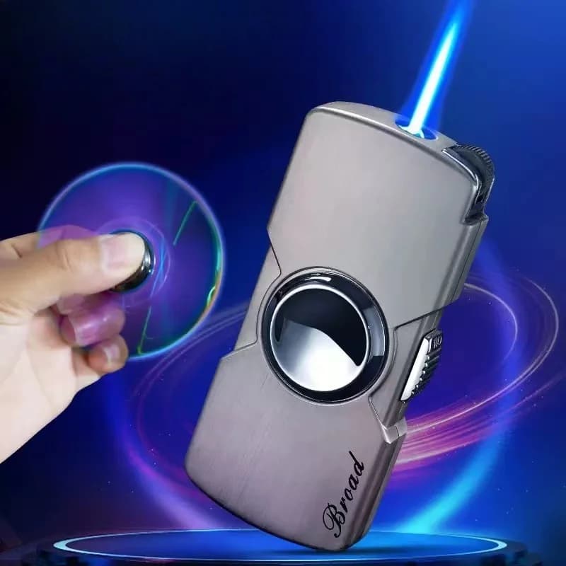 Nuovo creativo Mini Fidget Spinner Accendino in metallo Mola antivento Giocattolo da dito Regalo Accendino a gas in metallo Gadget da uomo