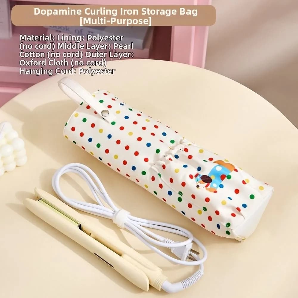 Dopamine Curling Iron Storage Bag Dustproof Protective Straightener Carrying Case Zipper Closure Heat-insulating