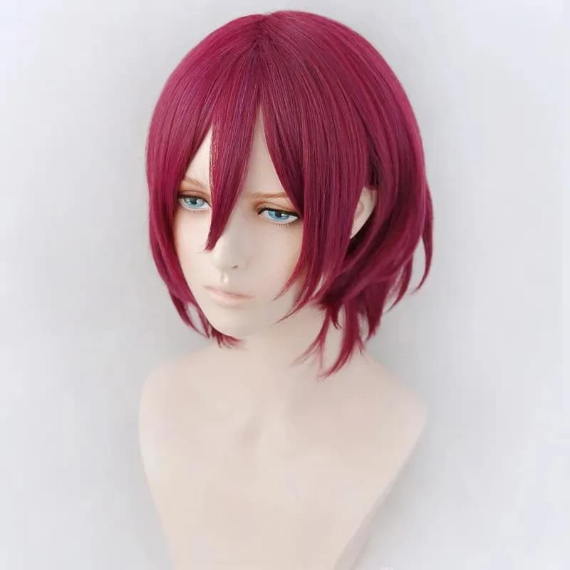 ABC123Set Stars Ibara Cosplay Red mixed short wigs Synthetic heat resistant hair + Saegusa Ibax wig cap;3, f'6, h.7; ♪
