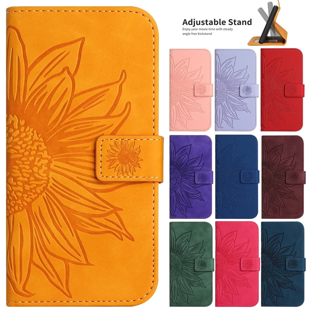 Bookcase per wallet for OPPO Realme 12 Pro Plus 10 8 11 9i 8i 9 Pro 7 6 5 Narzo 30 Cases 3D Sunflower Flip Cover leather