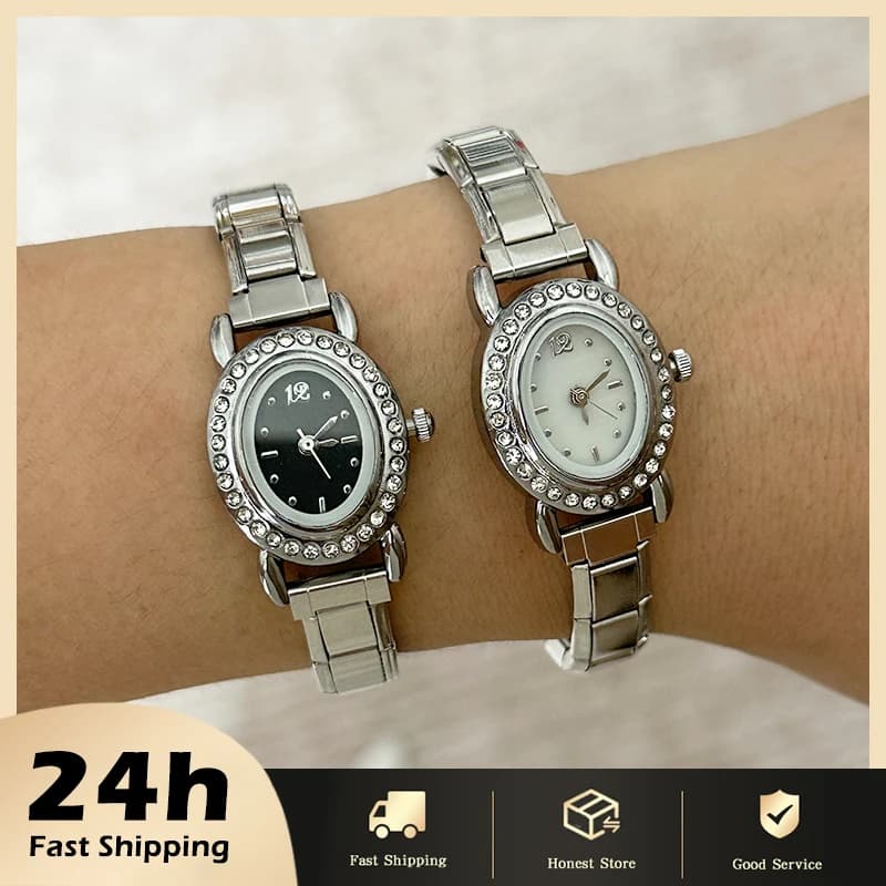Connettore per orologio alla moda in acciaio inossidabile adatto per collegamenti con ciondoli italiani da 9 mm Bracciale con intestazione per orologio quadrato da donna Regalo di gioielli fai da te