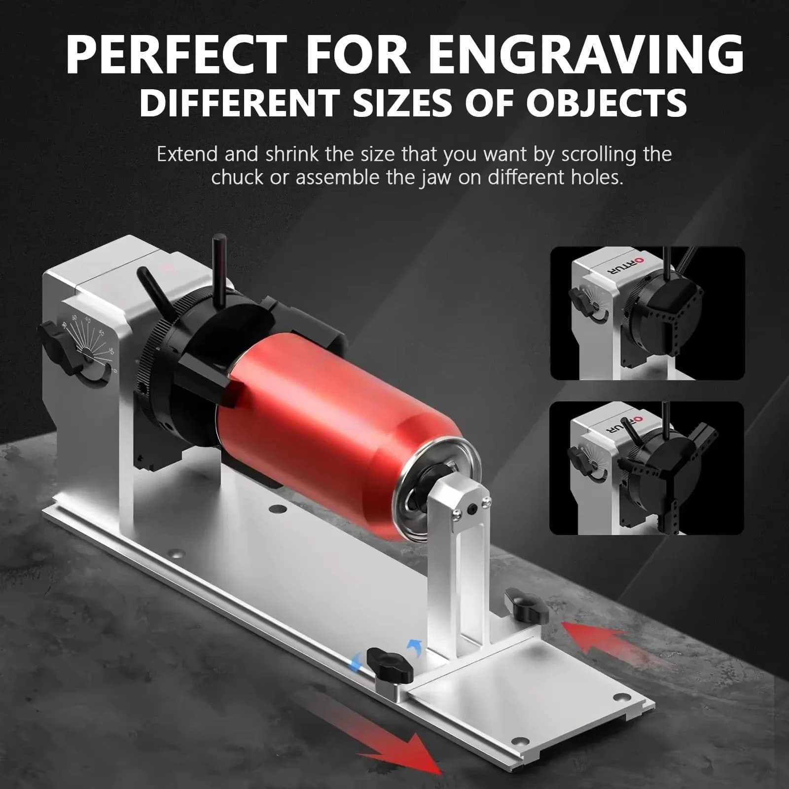 360° Rotating Base for Engraving on Cans, Laser Tools Parts, Y Axis Rotating Spindle for Laser Engraver (YRC1.0) Y Axis Rotating Roller