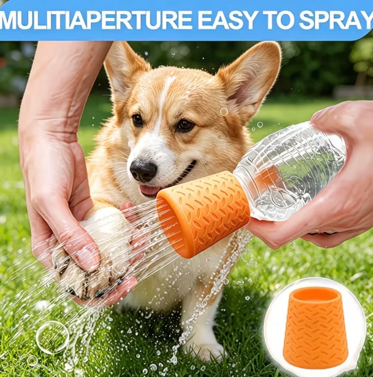 Portable Dog Shower Sprayer, Universal Silicone Water Bottle Cap Pet Bath Head for Outdoor Camping Grooming