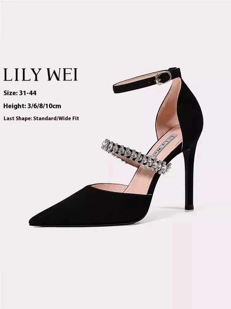 Scarpe da sposa sottili con tacco basso e tacco alto estate nuovo banchetto in rete di pizzo a punta sandalo da donna di grandi dimensioni di piccole dimensioni versione ampia