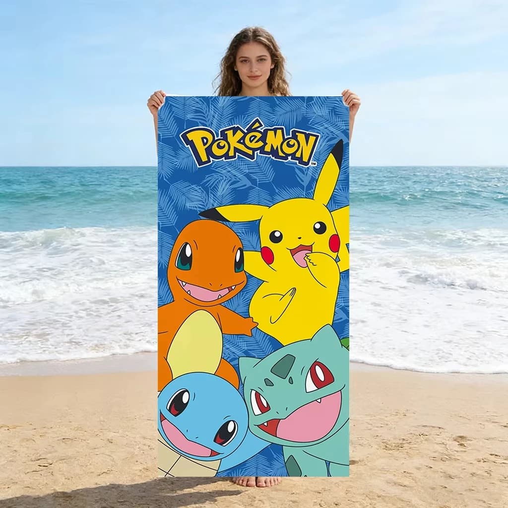Nuovo Asciugamano Estivo Pokemon Pikachu, in Microfibra, per Spiaggia e Piscina, Morbido e ad Asciugatura Rapida, Regalo per Bambini