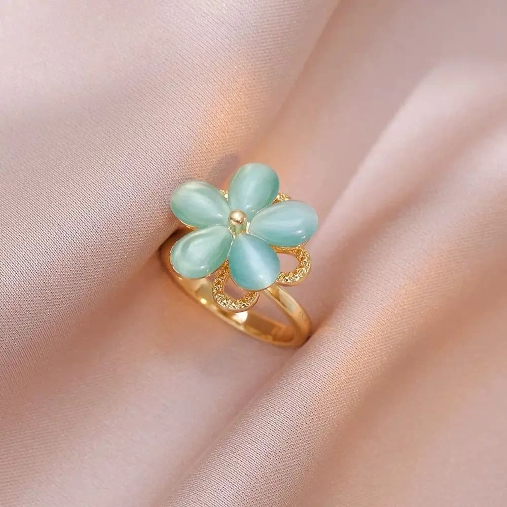 Set di Gioielli Romantico in Stile Coreano con Collana Girevole in Zirconi e Anello con Strass per Donna, Lussuoso Set Blu e Bianco per Matrimonio