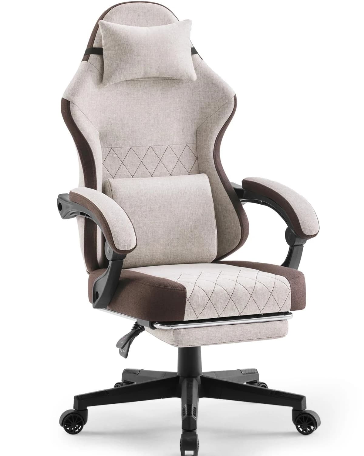 Sedia da Gaming, Poltrone da Gaming in Tessuto per Adulti con Cuscini a Molle Insacchettate e Supporto Lombare, Ergonomica con Massaggio, Personalizzabile