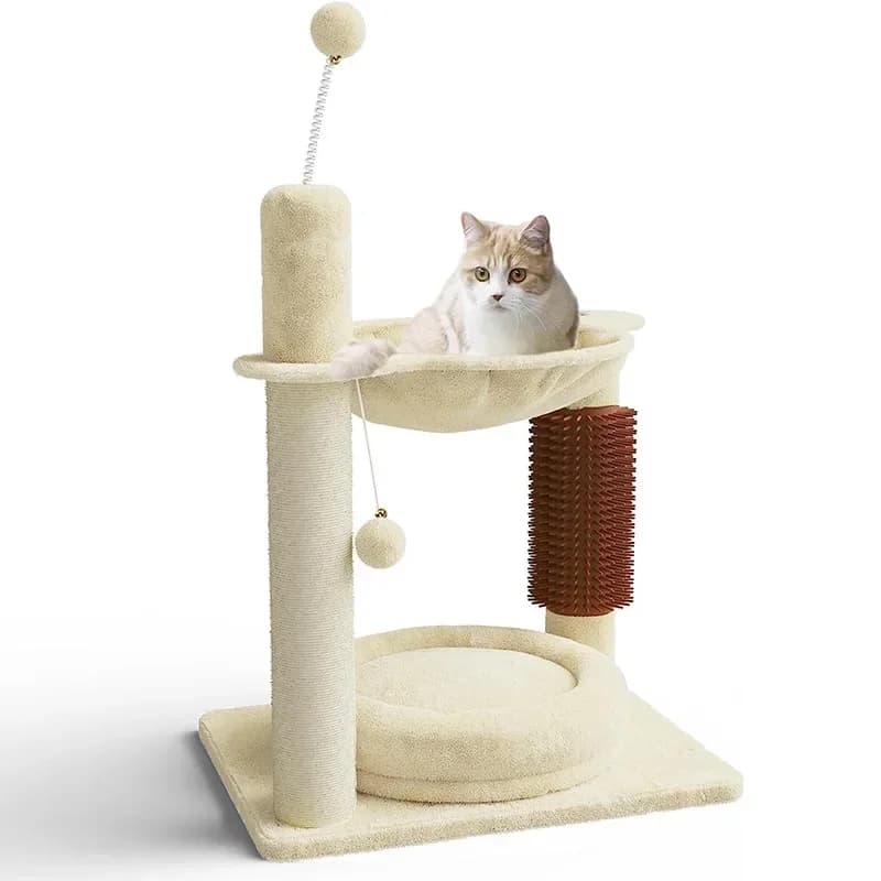 Tiragraffi per gatti con piattaforma di salto integrata e colonna per grattare, per animali domestici