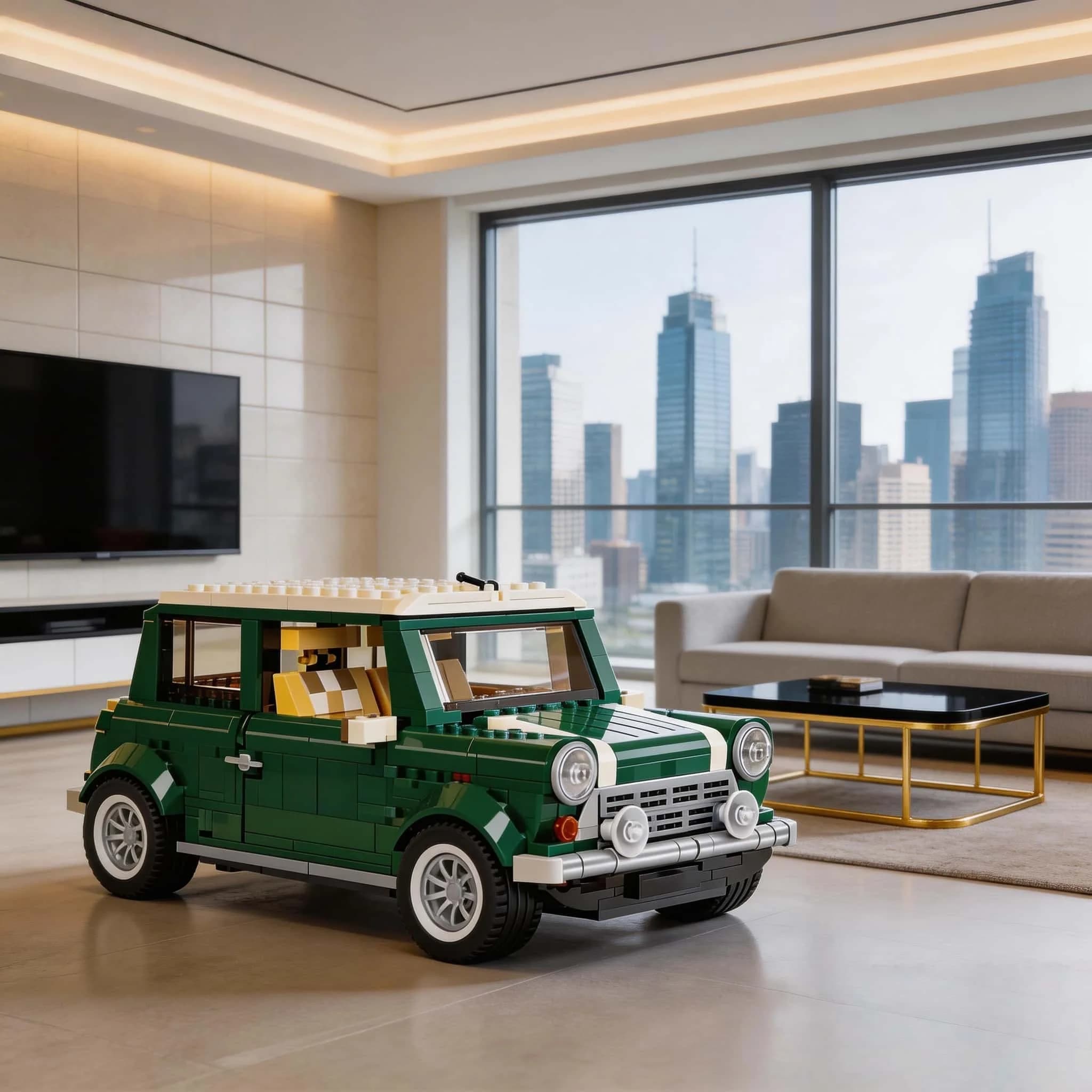 Decorazione per la casa 2026: Nuovo divertente e simpatico mini modello di auto classica verde in mattoncini, giocattolo modulare da assemblare per adulti, ideale per le vacanze