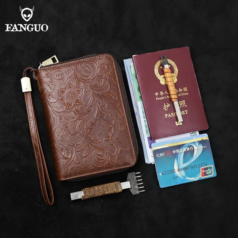 Portafoglio per passaporto personalizzato Anti-NFC porta carte di credito in vera pelle custodia per passaporto per borsa da viaggio con cerniera corta