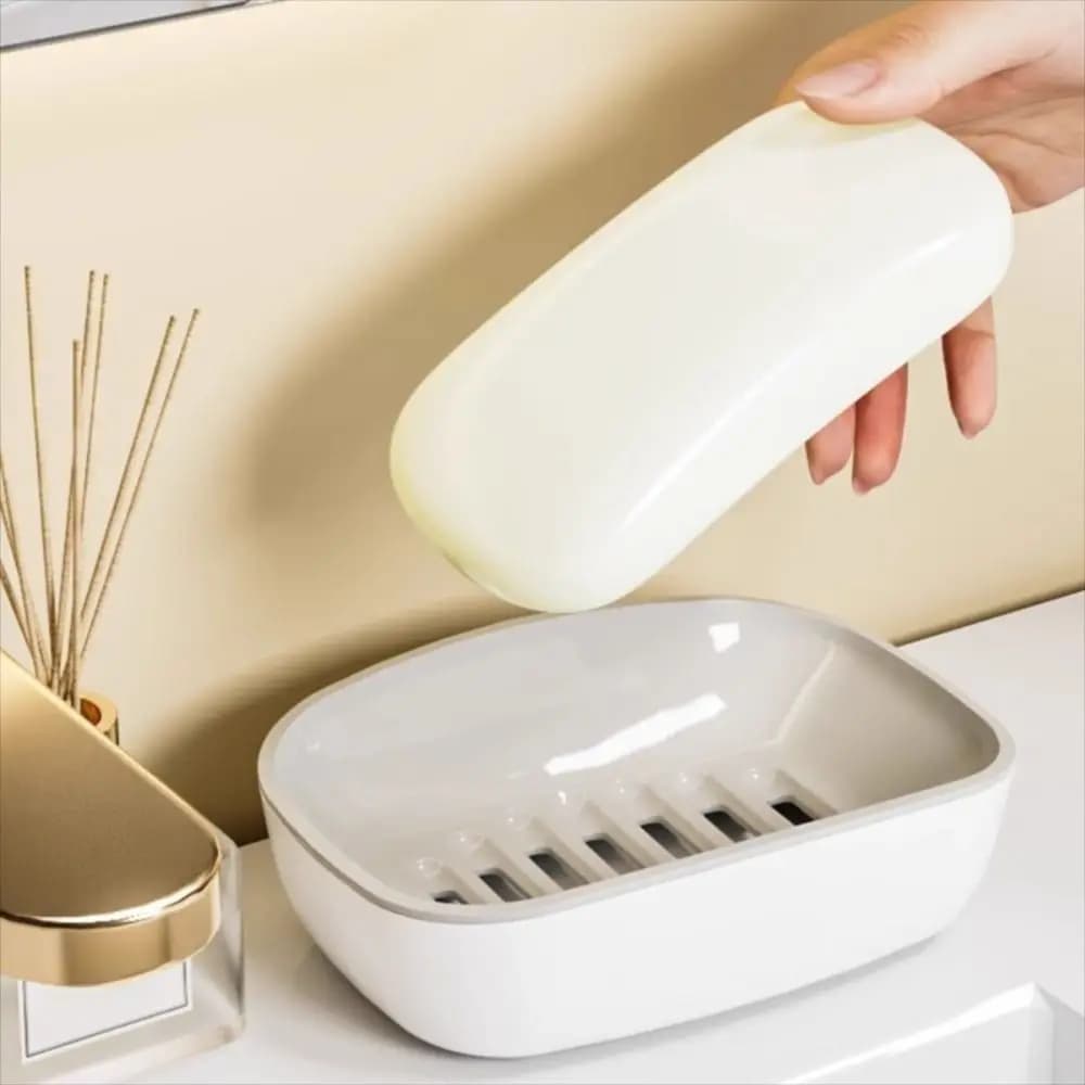 Creative Plastic Soap Dish Non-slip Space-Saving Soap Storage Holder Double-Layer Easy to Clean Soap Box Home Bathroom