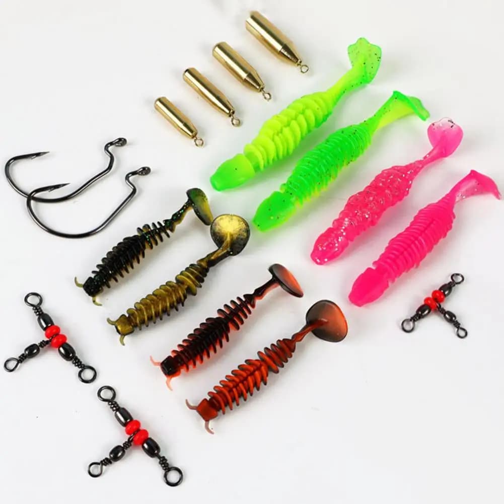 Artificial baits Outdoor fishing bait set with equipment box Bright colors realistic fish bait kit Sharp fishing hooks Fishing tool