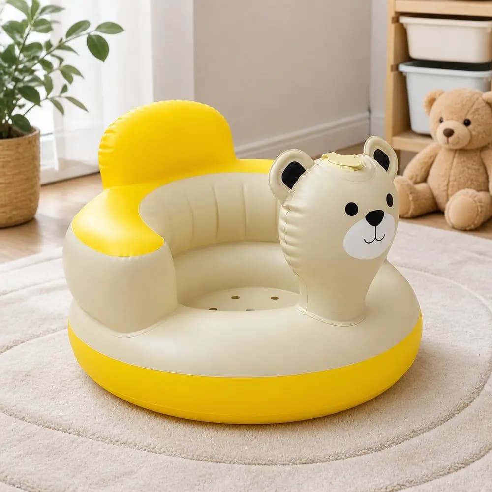 Bear Design Baby Inflatable Seat Backrest Support Safe Non-Toxic Inflatable Baby Chair Soft Cushioning Baby Support Seat