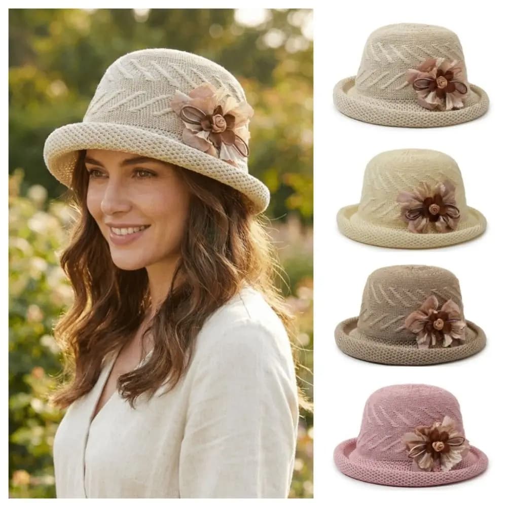 Simple Solid Color Flower Fisherman Hat Korean Style Versatile Sunscreen Bucket Cap Sunshade Shade Women Sun Cap Summer