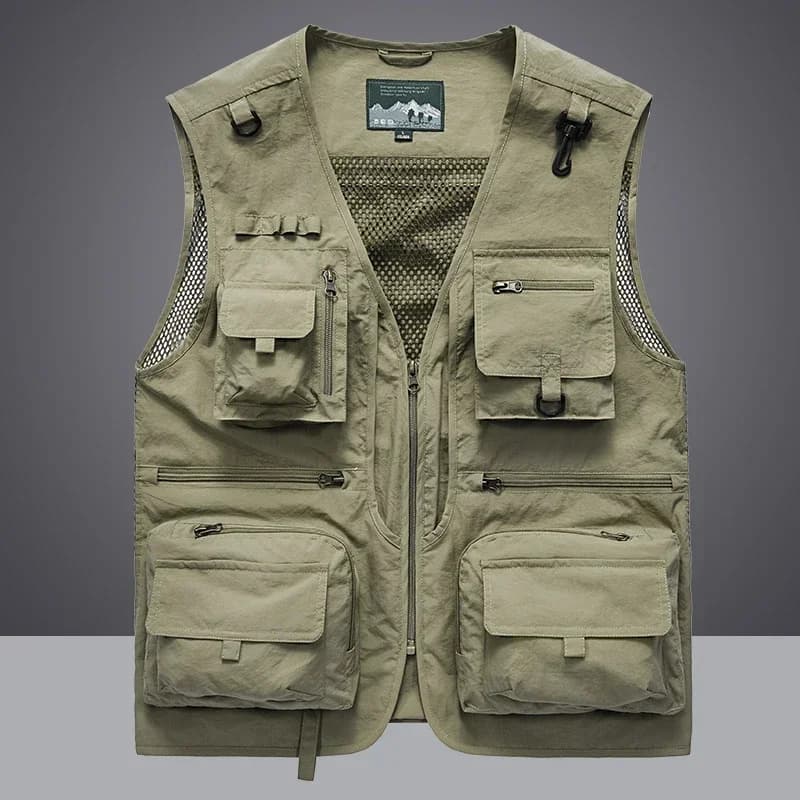 Gilet da uomo estivo con scarico Cappotto da fotografo da uomo casual Gilet da lavoro in rete Giacca senza maniche con attrezzi Gilet tascabile 6XL
