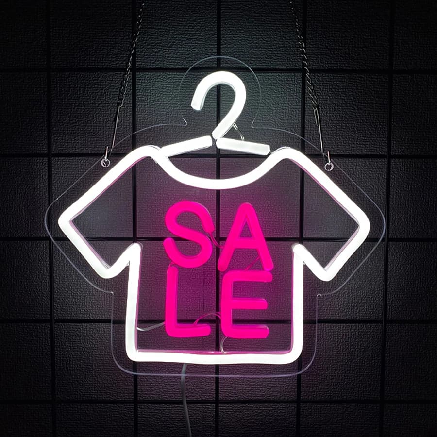 Clothes Hanger SALE Neon Sign,USB LED Neon Light for Clothing Boutique Fashion Store Window Wall Decor,Discount Promotion Sign