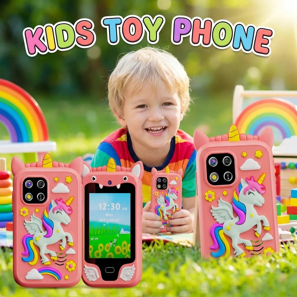 Unicorn 2.8'' Mini Telefono Giocattolo per Bambini con Storie, Musica, Fotocamera, Monitoraggio delle Abitudini, Strumenti Educativi, Smartphone per Bambini 8GB, Regalo per Bambini