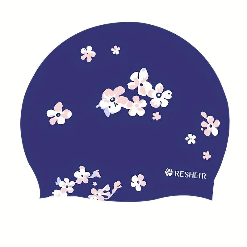 Silicone swim cap for men and women Large waterproof swim cap for fashionable printed adults without strangling equipment