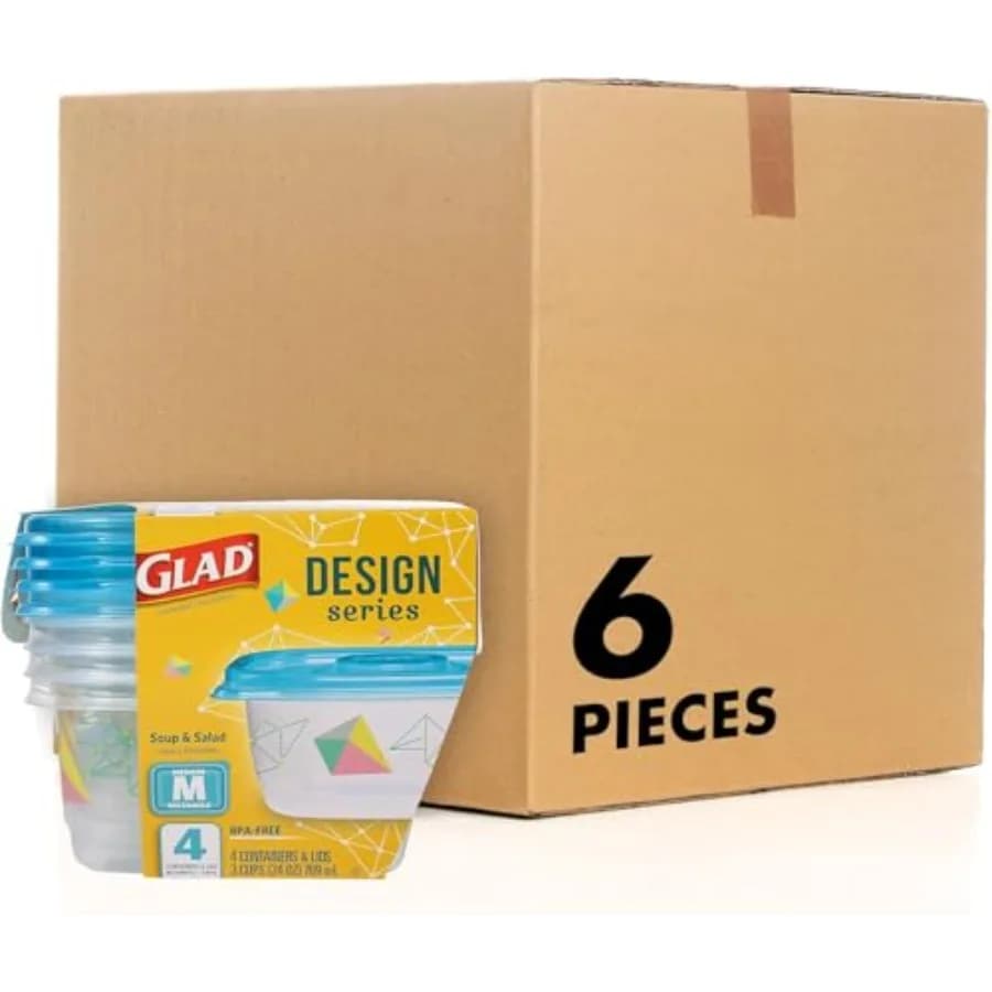 Contenitori per Alimenti Serie Ware Design con Coperchi, Rettangolari Medi, Senza BPA, in Plastica per Preparazione Pasti e Pranzi, Chiusura Ermetica