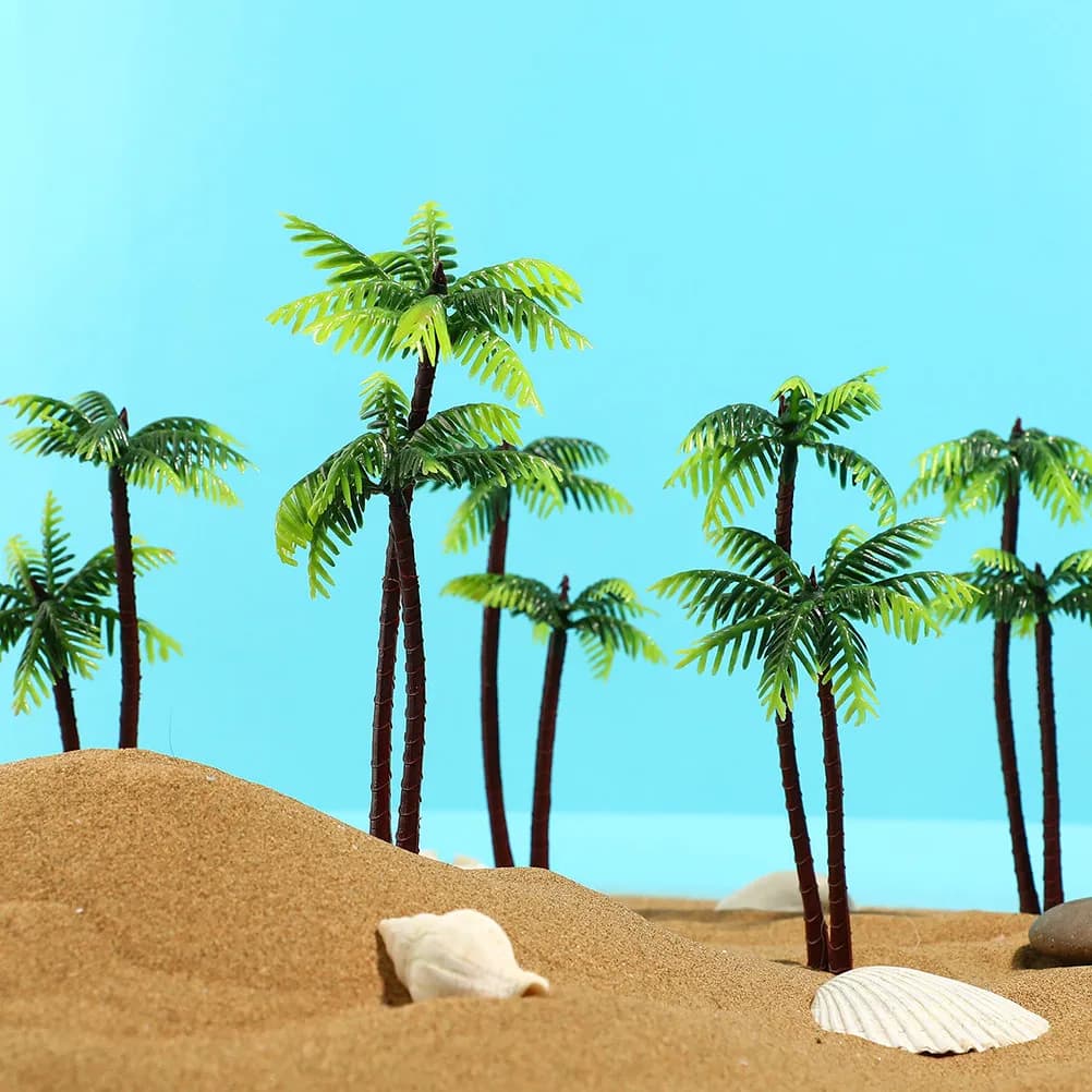 20 Pezzi Mini Palme di Cocco in Plastica, Piante Artificiali Realistiche per Acquario, Micro Paesaggio e Giardino
