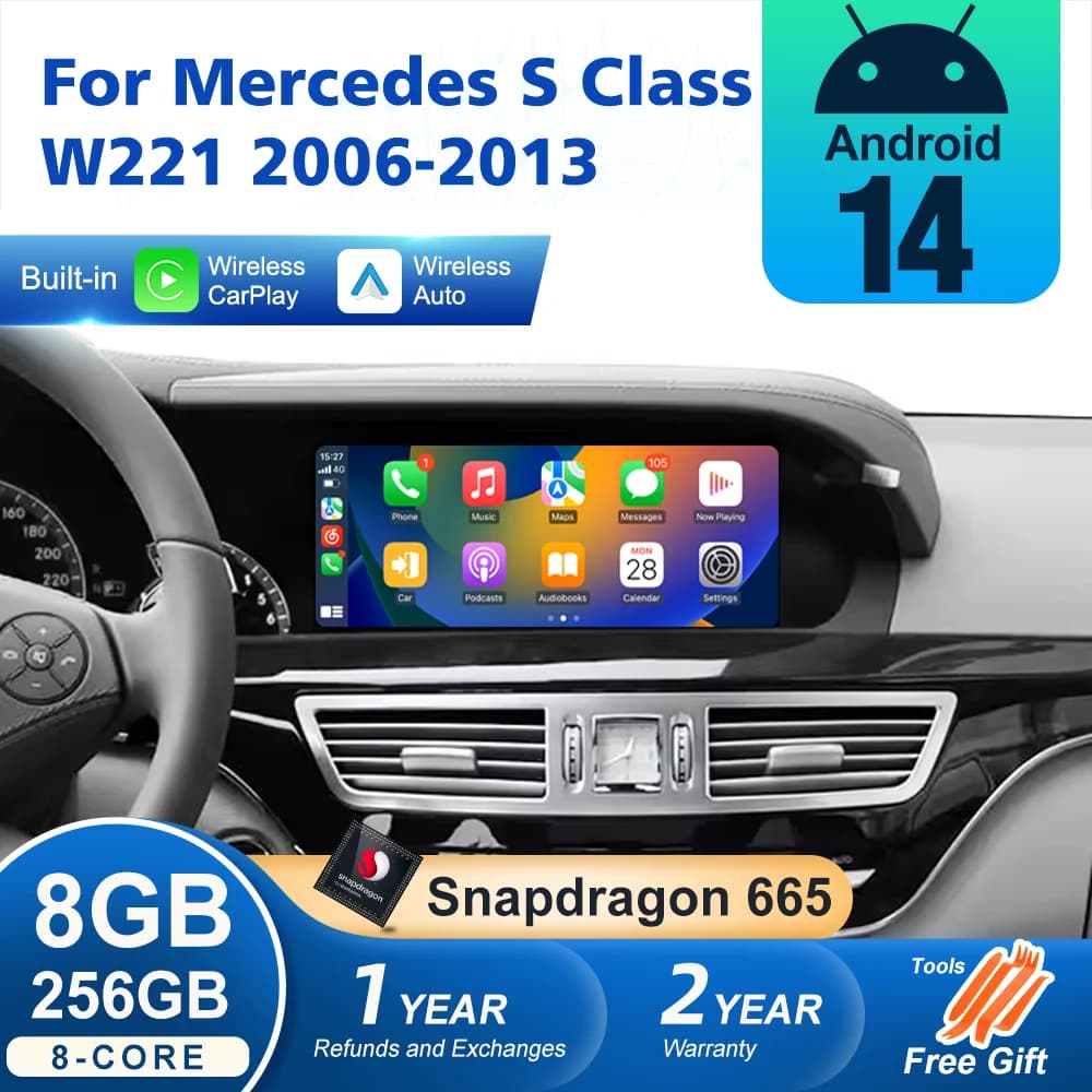 Per Mercedes Benz Classe S W221 2006-2013 256G Wireless CarPlay Android Auto GPS Car Multimedia Navigazione SWC DSP 4G WiFi