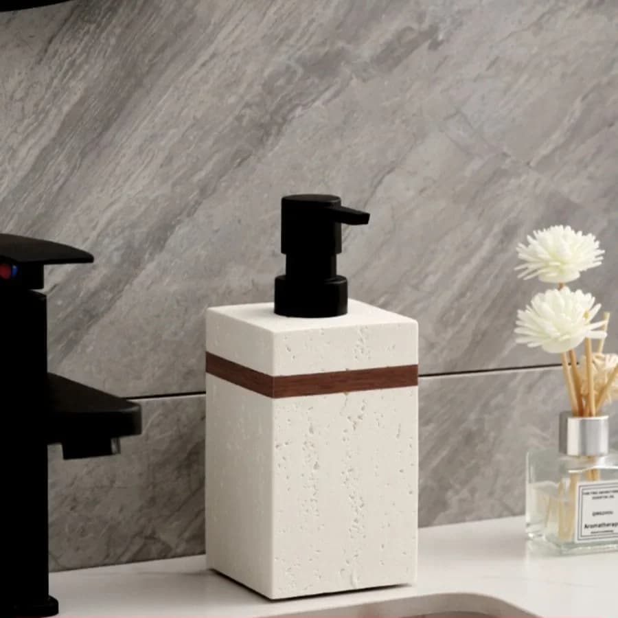 Modern Natural Wind Tunnel Sand Stone Lotion Bottle Bathroom Shampoo Empty Bottle Black Push Soap Dispenser Bathroom Accessories