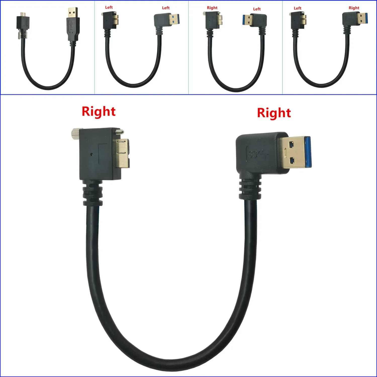 Double bend USB 3.0 Type A 90 Degree Left&Right Angled to Micro B Male Cable for Samsung S5 Note 3 HDD External Hard Drive Disk