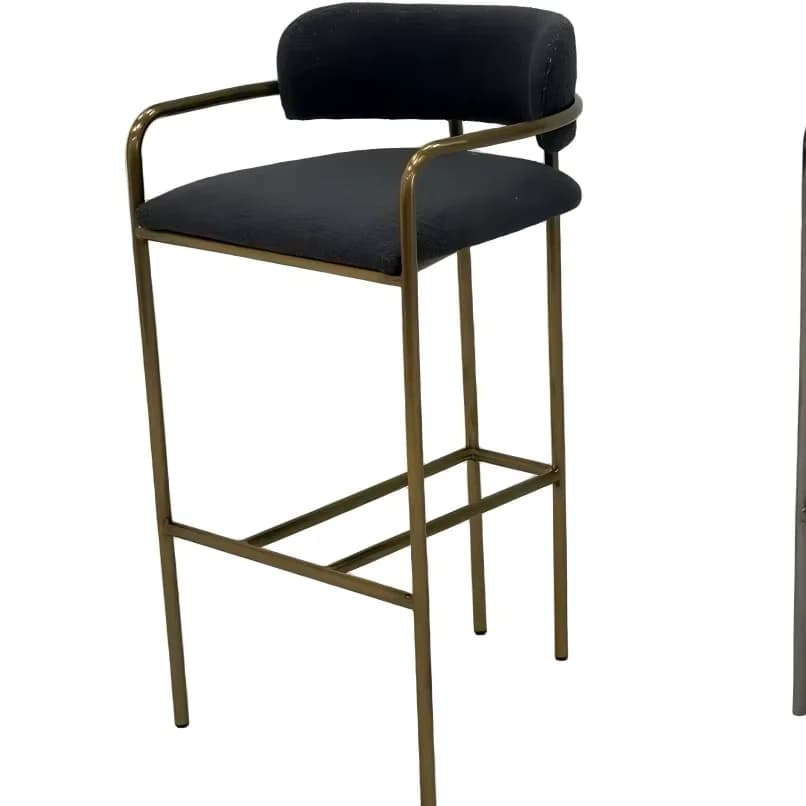 Stainless Steel Luxury Artistic Stool With Leather and High Backrest for Cafeteria, Modern Bar Chair