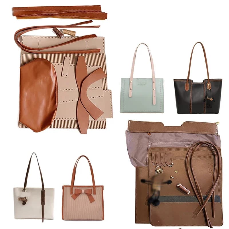 Kit per la creazione di borse Set di borse fatte a mano Kit per borse fai-da-te cucito a mano Kit per la creazione di borse artigianali in pelle per cucire a mano per le donne