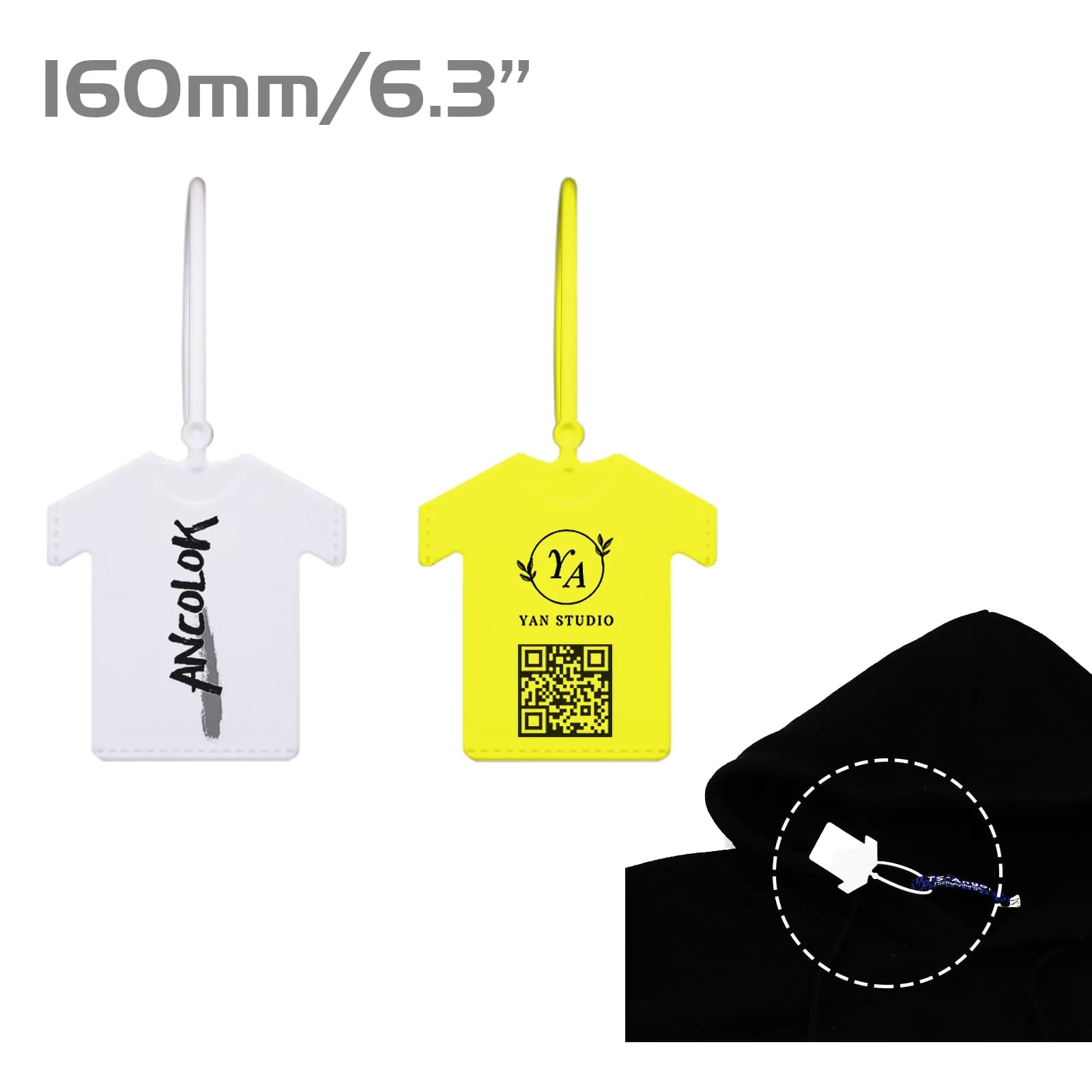 Ancolok 100 pezzi etichette personalizzate etichette personalizzate Logo del marchio cartellini sigilli in plastica strappabile sicurezza dei vestiti abbigliamento per indumenti