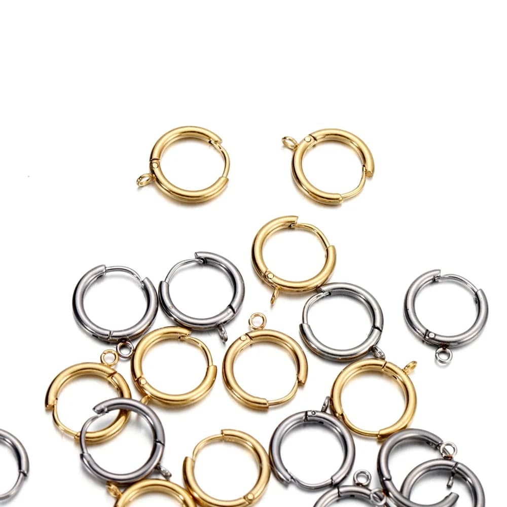 10 Pezzi Ganci per Orecchini a Cerchio in Acciaio Inox Placcato Oro con Anello per Creazione di Gioielli Fai-da-Te