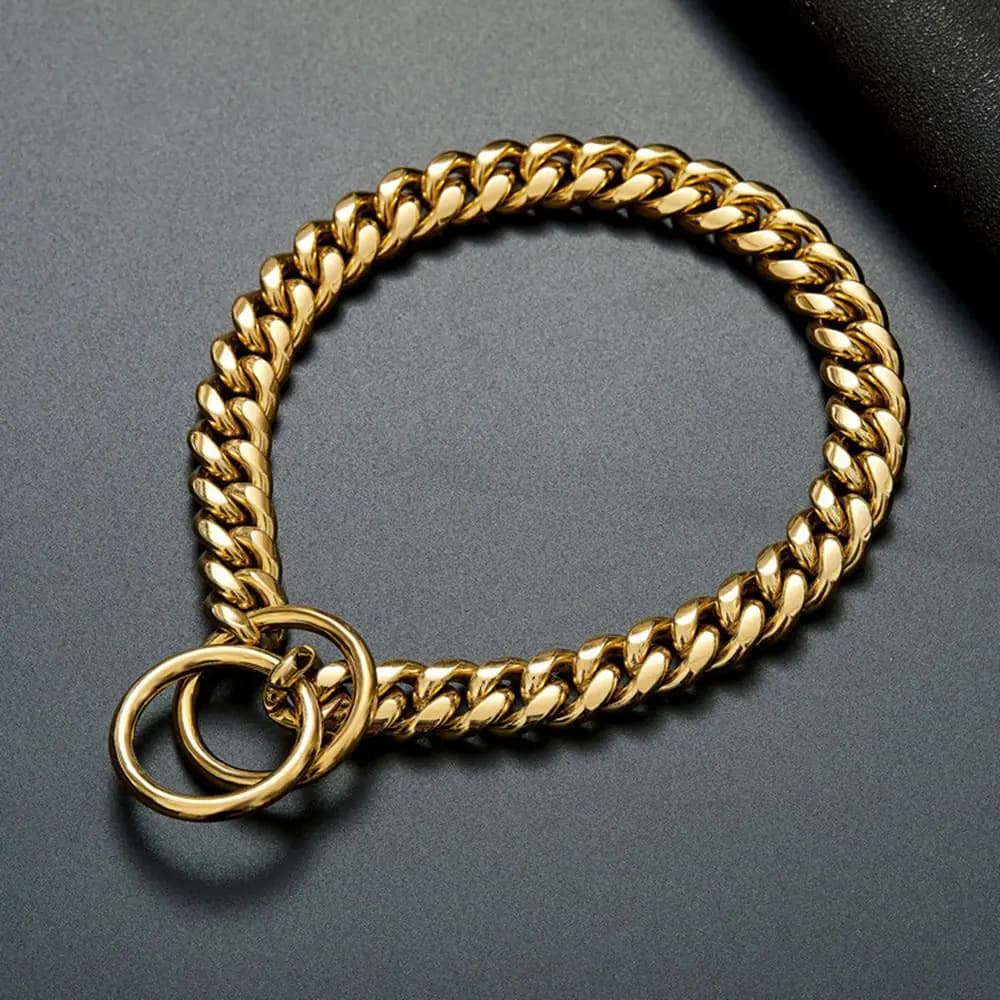 Anello per cani con crittografia durevole collana per cani con catena cubana metallica collare per cani con catena dorata