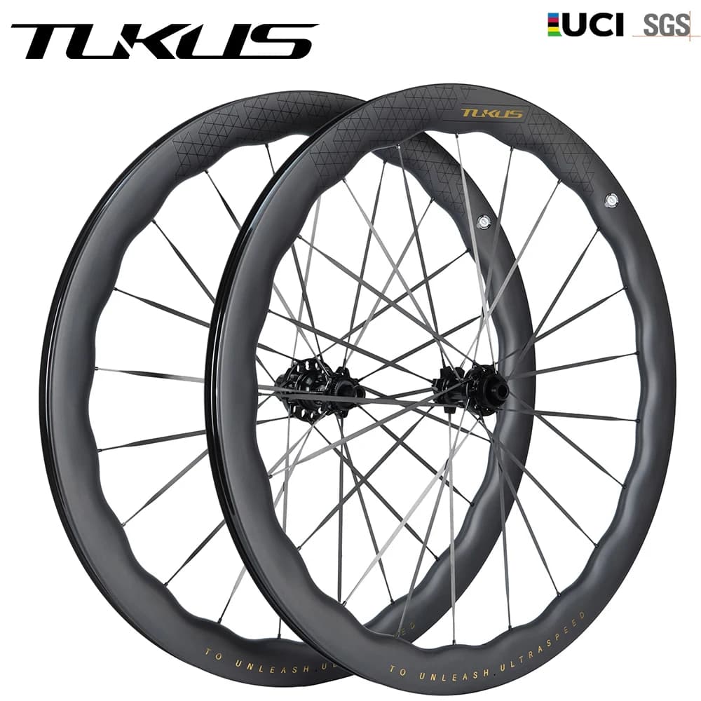 Ruote da corsa TUKUSWHEELS 700c in carbonio per bici da strada, mozzo con cuscinetti ceramici a cricchetto 54T, 21-21H, Clincher Tubeless per set di ruote da ciclismo