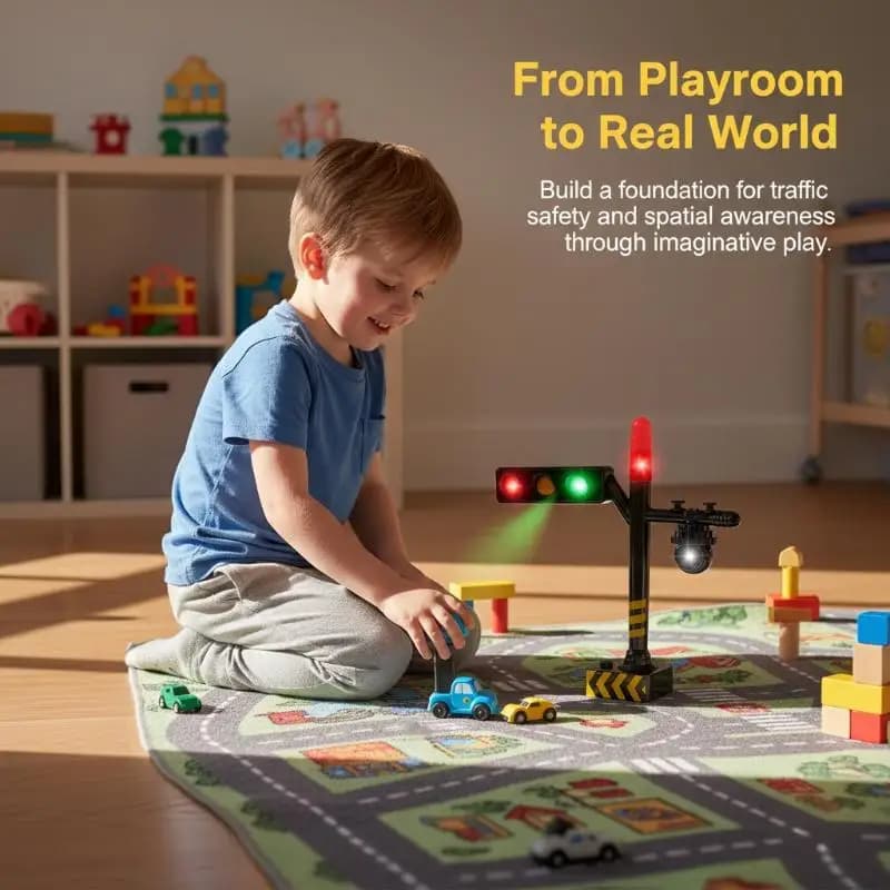 Giocattolo Educativo per Bambini, Mini Modello di Semaforo, Simulazione Segnali Stradali LED, Gioco da Tavolo per l'Apprendimento