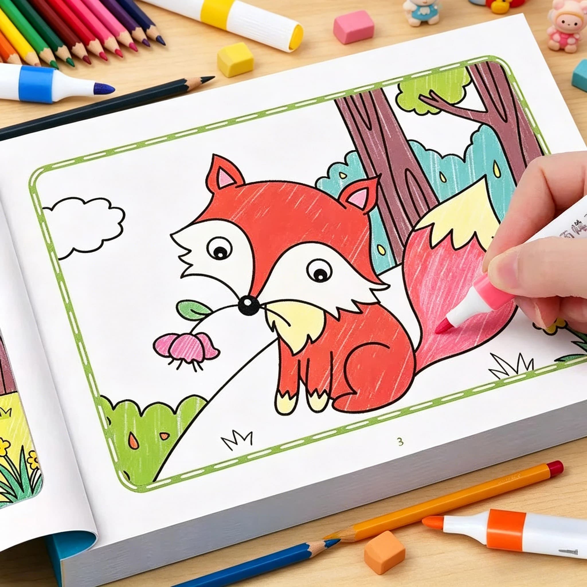 Children's Animal Coloring Book 32 Pages Cute Wildlife Themed Drawing Pages Fun Painting Activity Book for Kids Early Learning