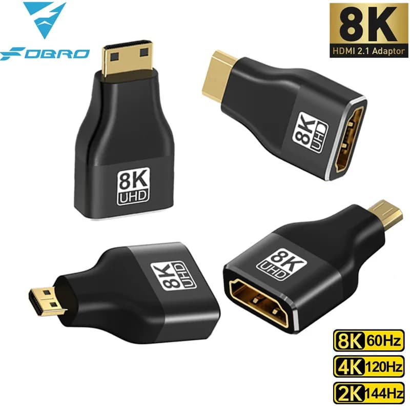 Adattatore compatibile HDMI Adattatore Mini/Micro HDMI a HDMI 8K 60Hz 4K 120Hz/144Hz Convertitore HDMI per laptop HDTV PS5