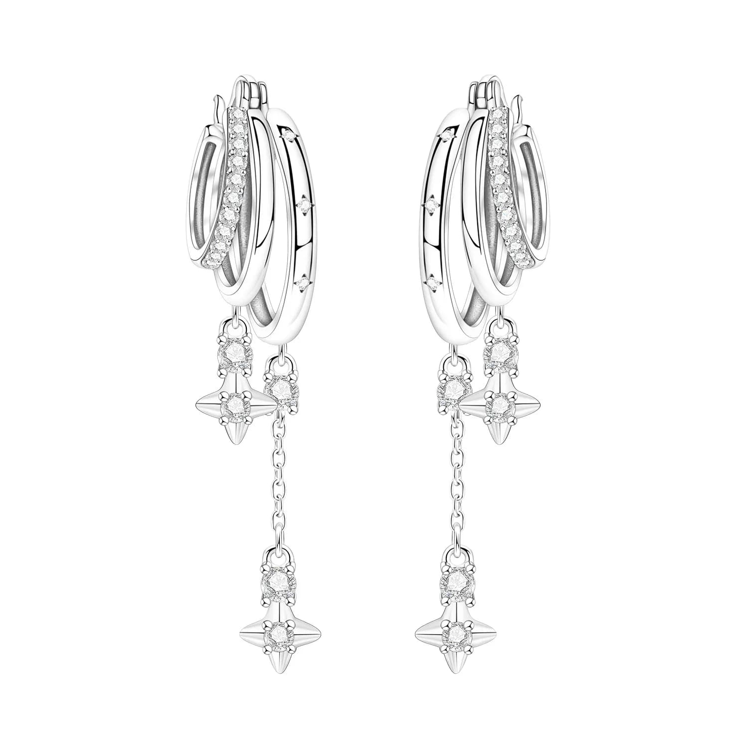 Orstarry Orecchini con nappa in argento sterling 925 originali da donna Orecchini a bottone con zirconi Orecchini a cerchio scintillanti Regali di gioielli per l'anniversario