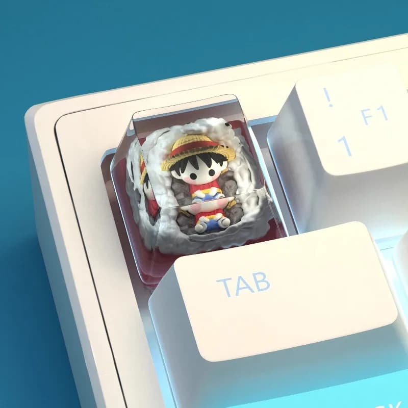 Accessori per tastiera One Piece, keycap in resina trasparente, Luffy anime, tastiera meccanica, keycap traslucidi